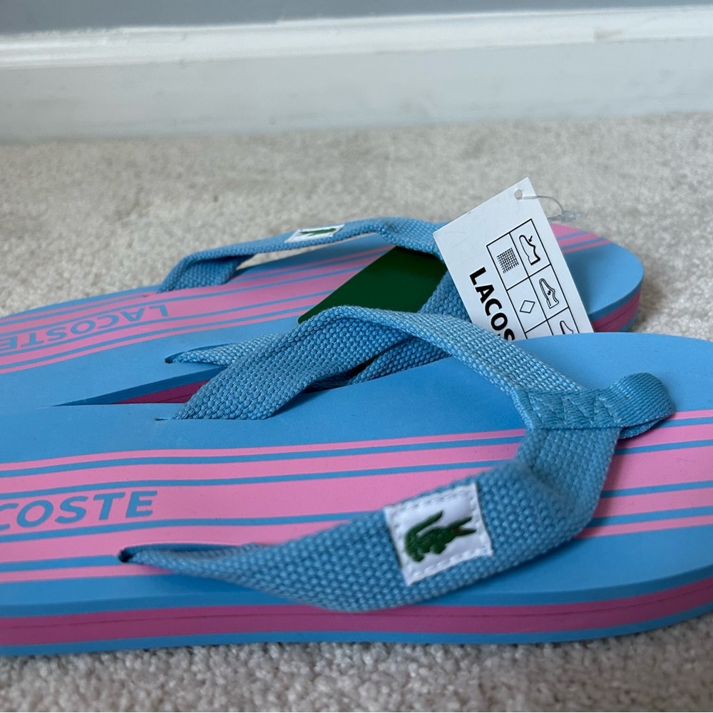 Lacoste Blue and Pink Flip Flops - Picture 2 of 3
